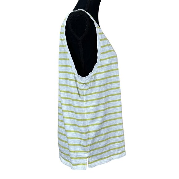 Sigrid Olsen Lime Green White Striped Cotton Tank Top Size XL - Picture 2 of 6